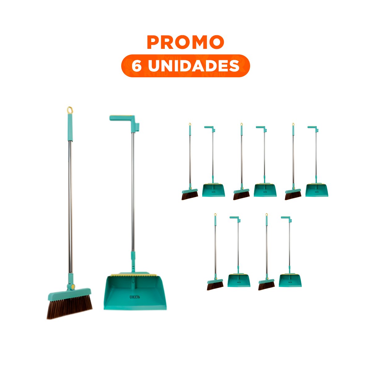 Pack6 Herramienta domestica con Recogedor Verde para Limpieza del Hogar