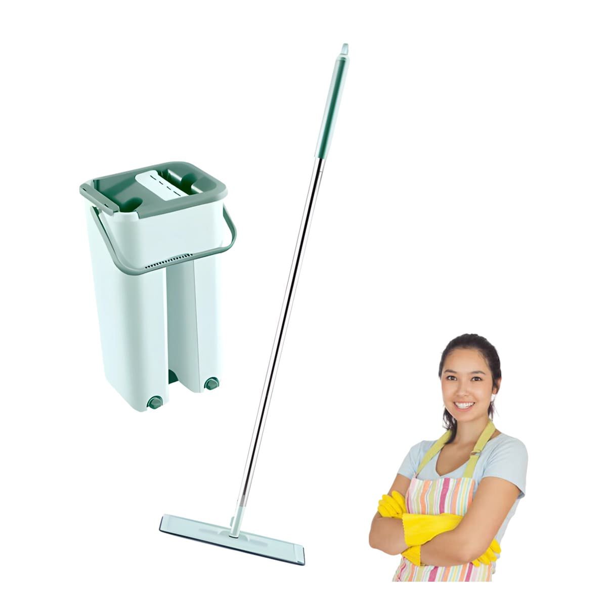 Limpiador Giratorio con Balde Simple para Limpieza Diaria Verde agua Y+Papel Regalo