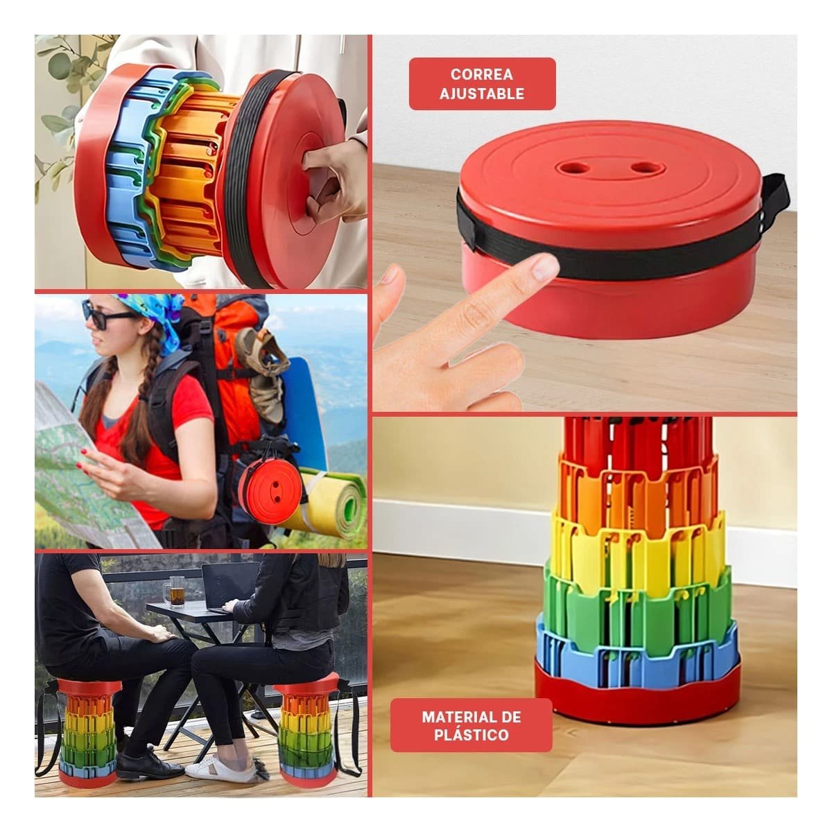 Solucion plegable portatil con seguros para casa con tapa rojo centro multicolor Y+Post It