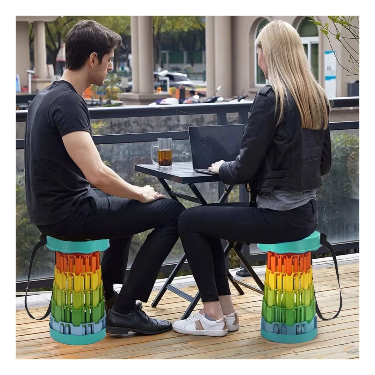 Silla plegable para interiores con seguro doble portatil tapa verde multicolor Y+Ligas Regalo