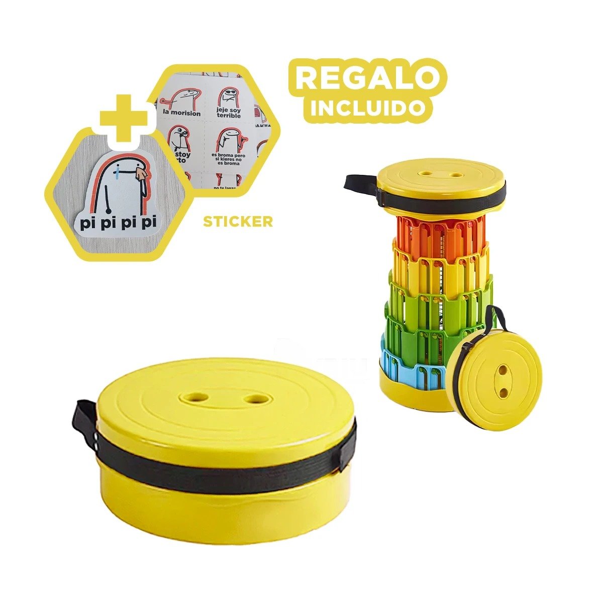Silla Practica Plegable con Doble Seguro Portatil para Hogar Y+Regalo Sticker