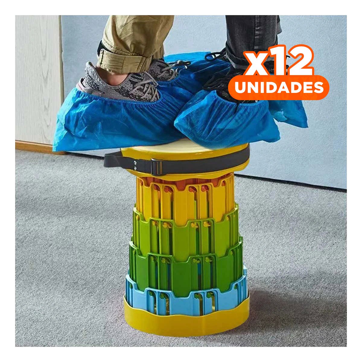 Pack12 Taburete Compacto Plegable con Doble Seguro Portatil para Hogar