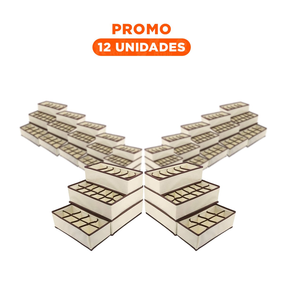 Pack12 Distribucion Organizadores de Cajon para Ropa Interior Beige Marron Y+Regalo Sticker