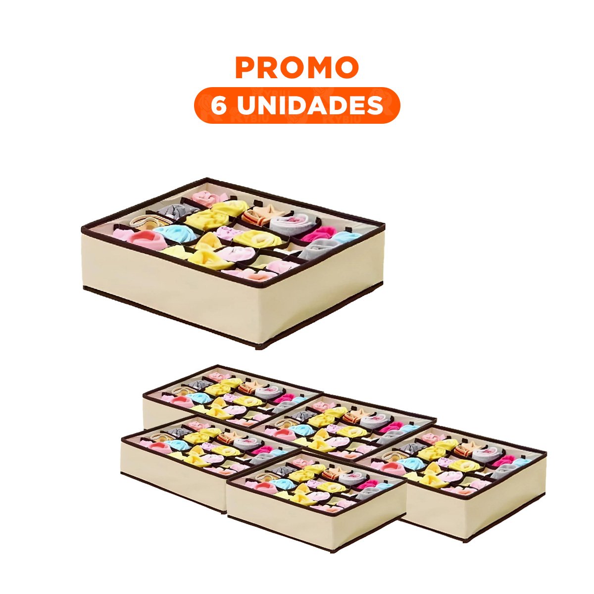 Pack6 Estilo Hogar Organizadores de Cajon para Ropa Interior Beige Marron