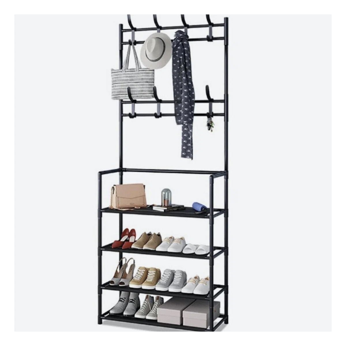 Gabinete con percheros recto negro para organizar calzado sin esfuerzo