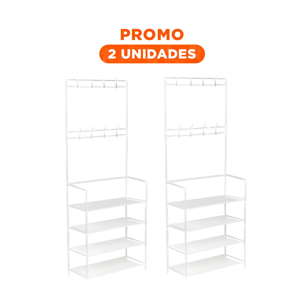 Pack2 Organizador de Hogar Blanco con Percheros Recto para Zapatos y Practicidad