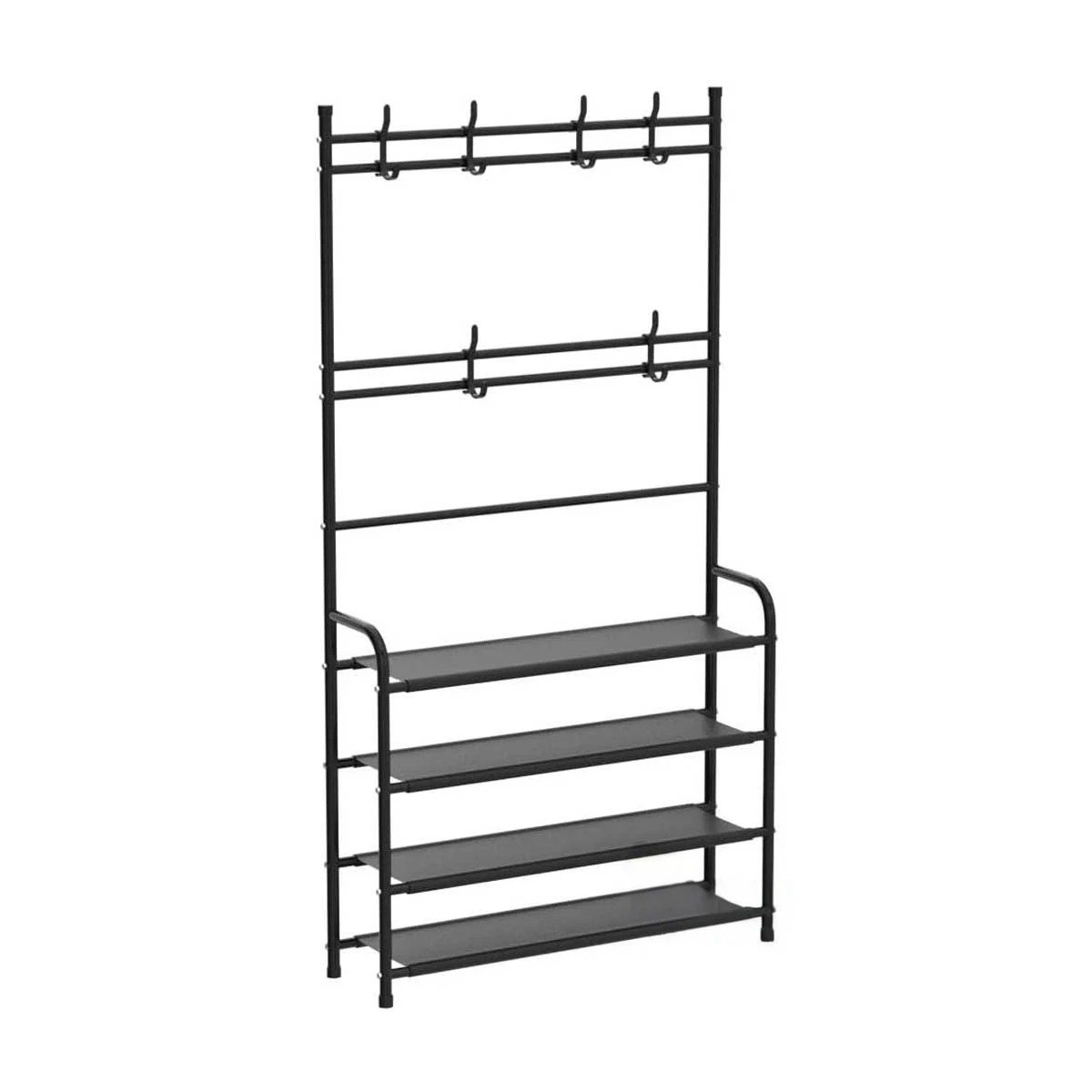 Zapatera Negra con Percheros Curvos para Hogar Y+Papel Regalo