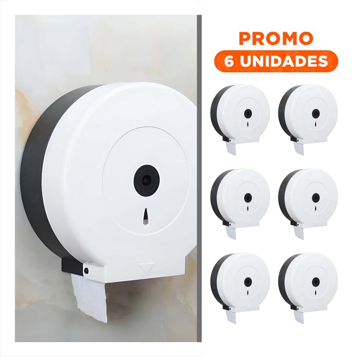 Pack6 Abastecedor de papel higienico jumbo en blanco y negro para zonas comunes
