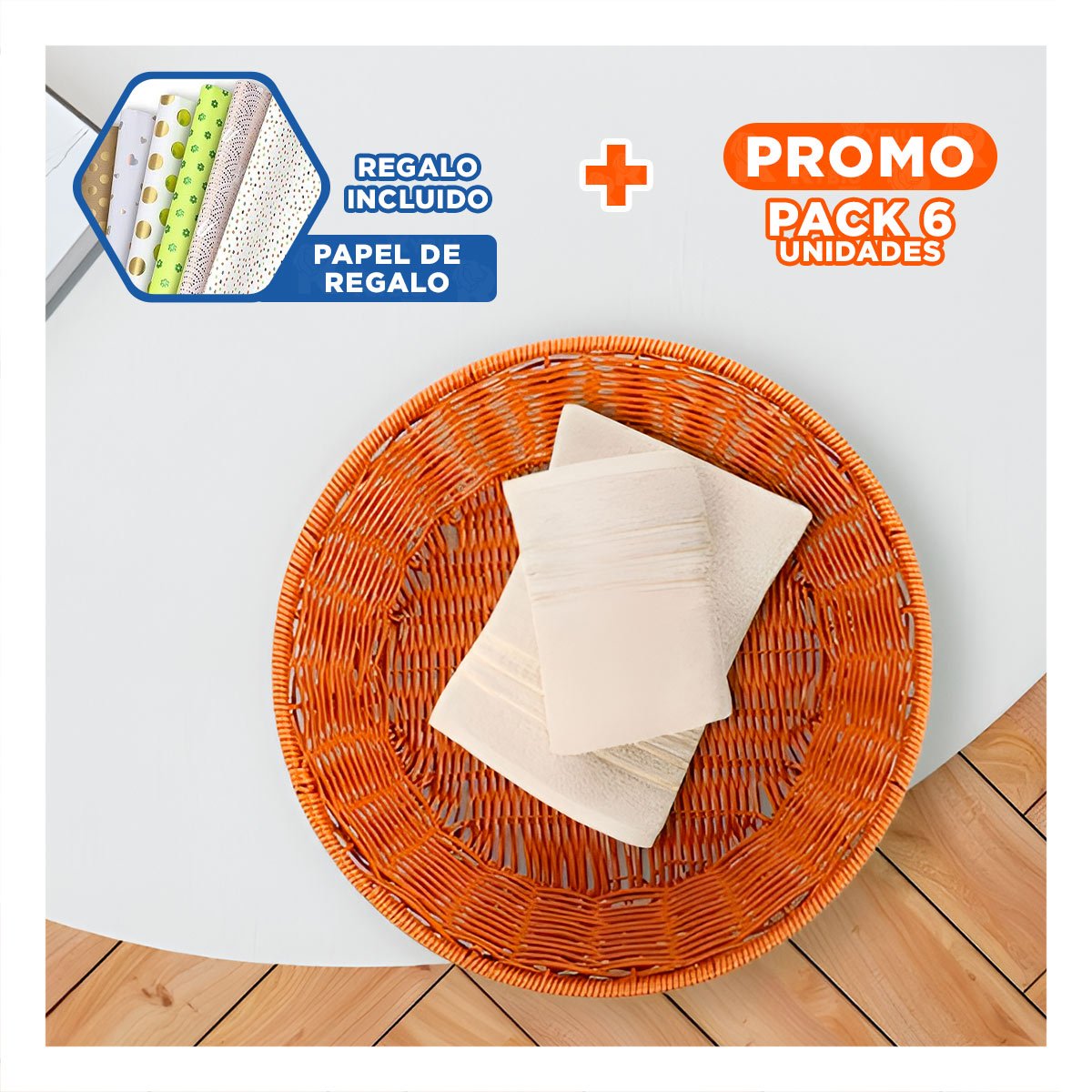 Pack6 Propuesta circular de plastico tejido para decoracion en casa Y+Papel Regalo