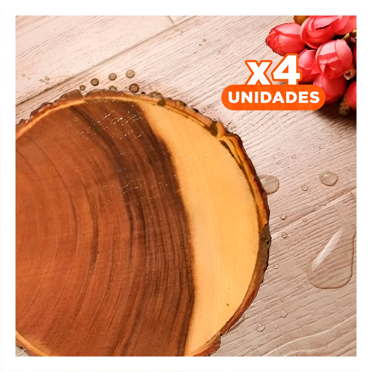 Pack4 Centro Decorativo Circular de Madera para Decoracion de Hogar y Casa Natural