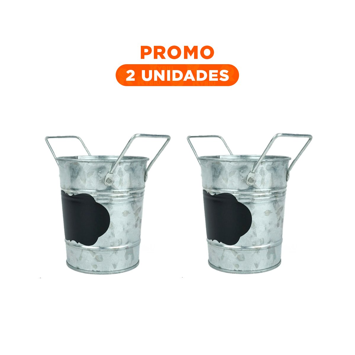 Pack2 Jarron de Estilo Industrial Plateado con Doble Asa y Cuadro para Nota