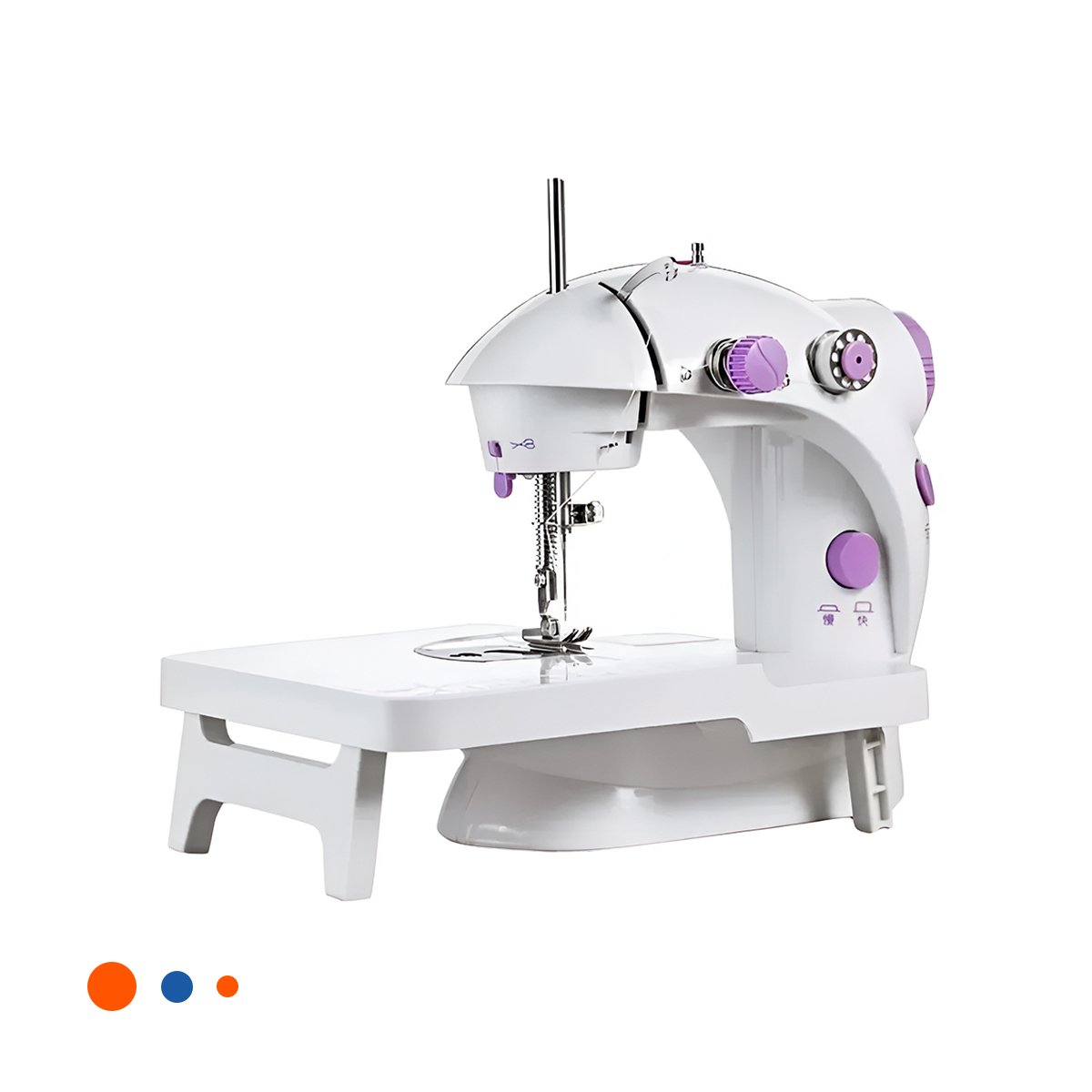 Equipo Blanco de Coser con Mesa Portatil y Detalles Morados Modernos Y+Papel Regalo