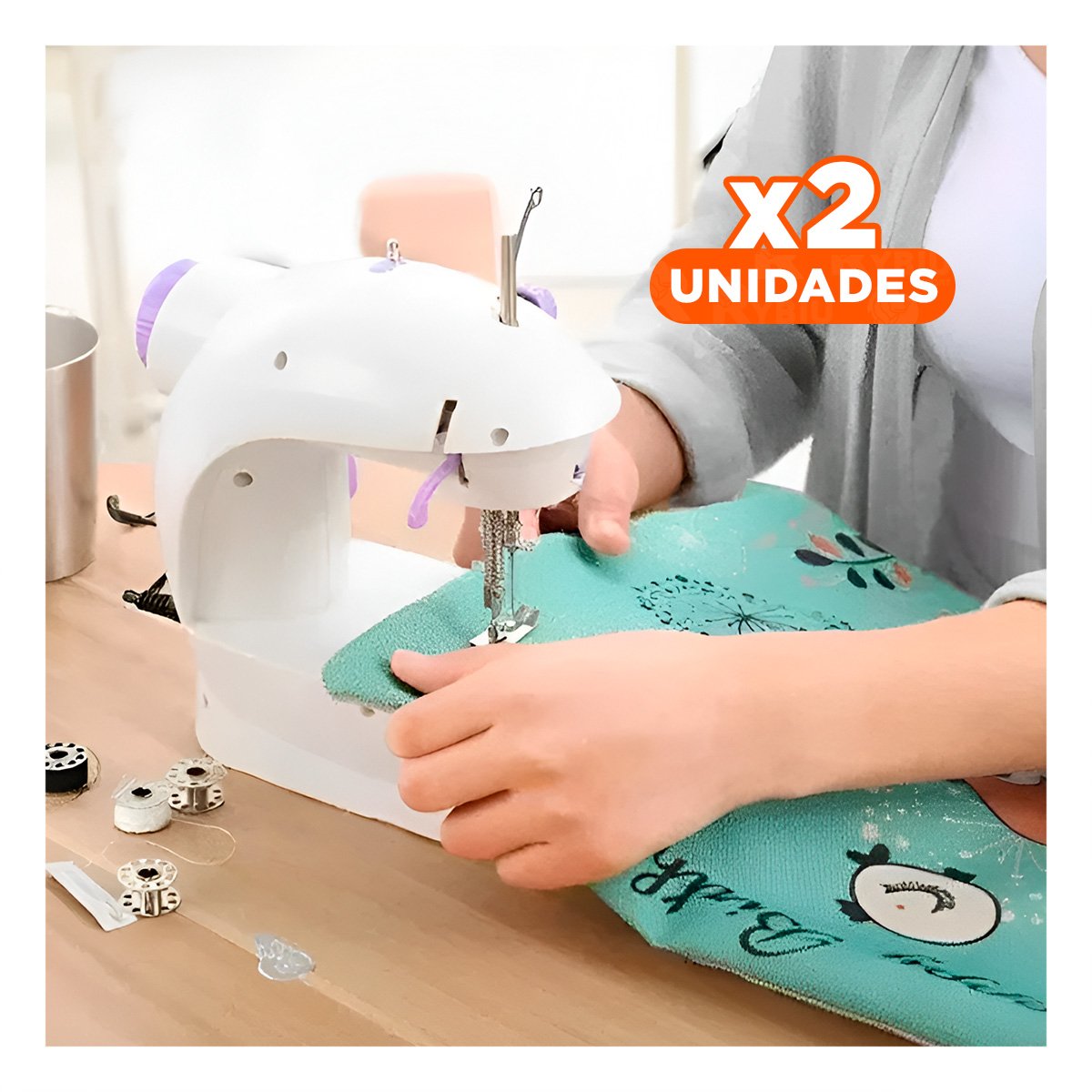 Pack2 Maquina Portatil de Coser con Mesa en Blanco con Morado Compacta Y+Regalo Sticker