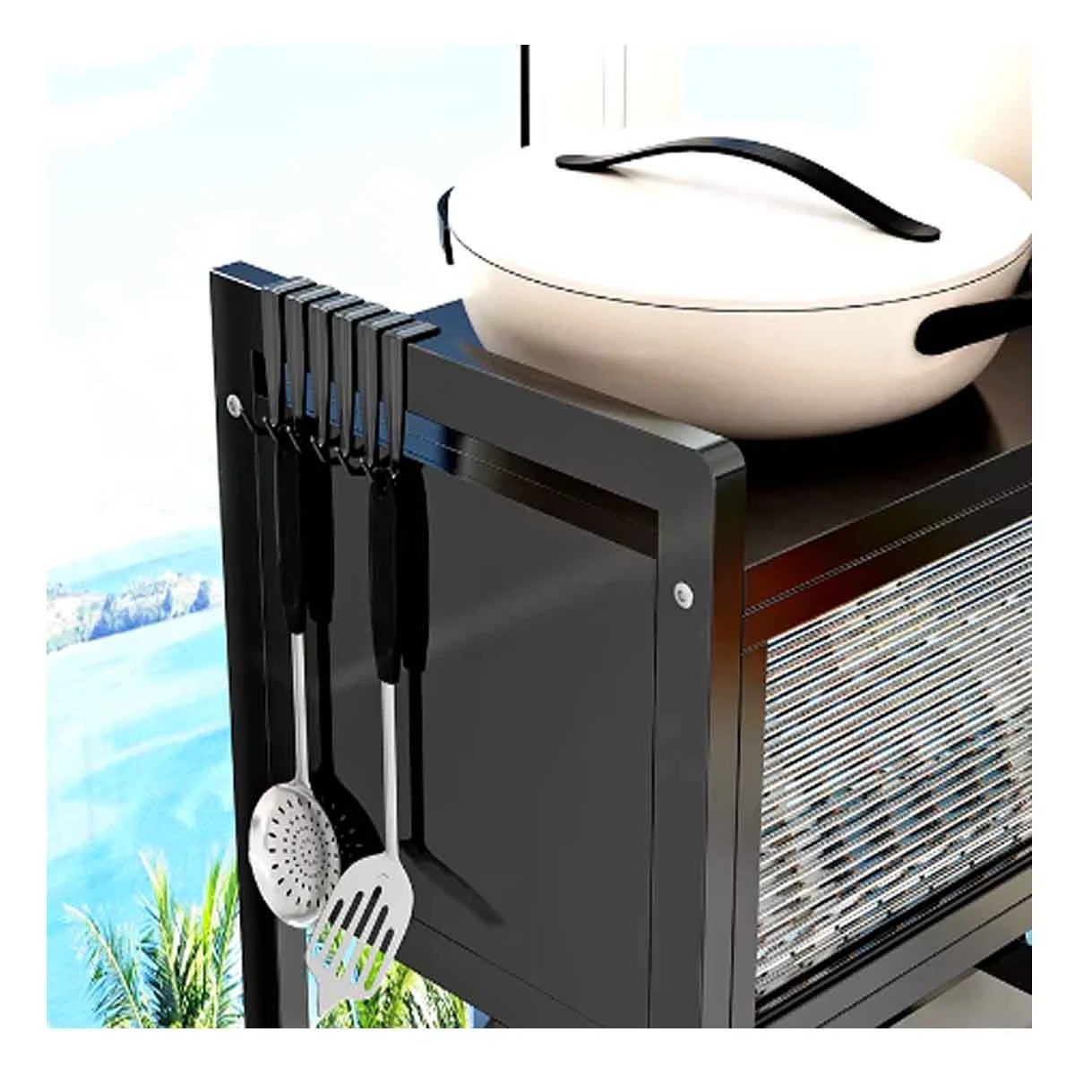 Organizador de Platos para Lavadero de Cocina con Alacena Superior Negro