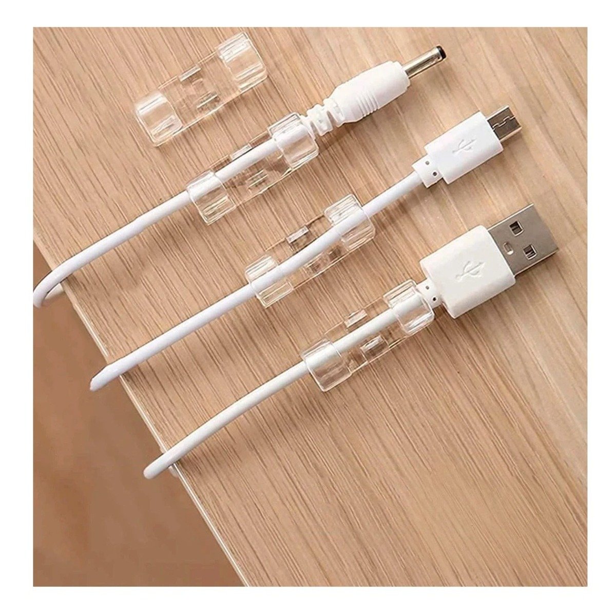 Sujetadores Organizadores de Cables con 16 Piezas Transparente para Escritorio
