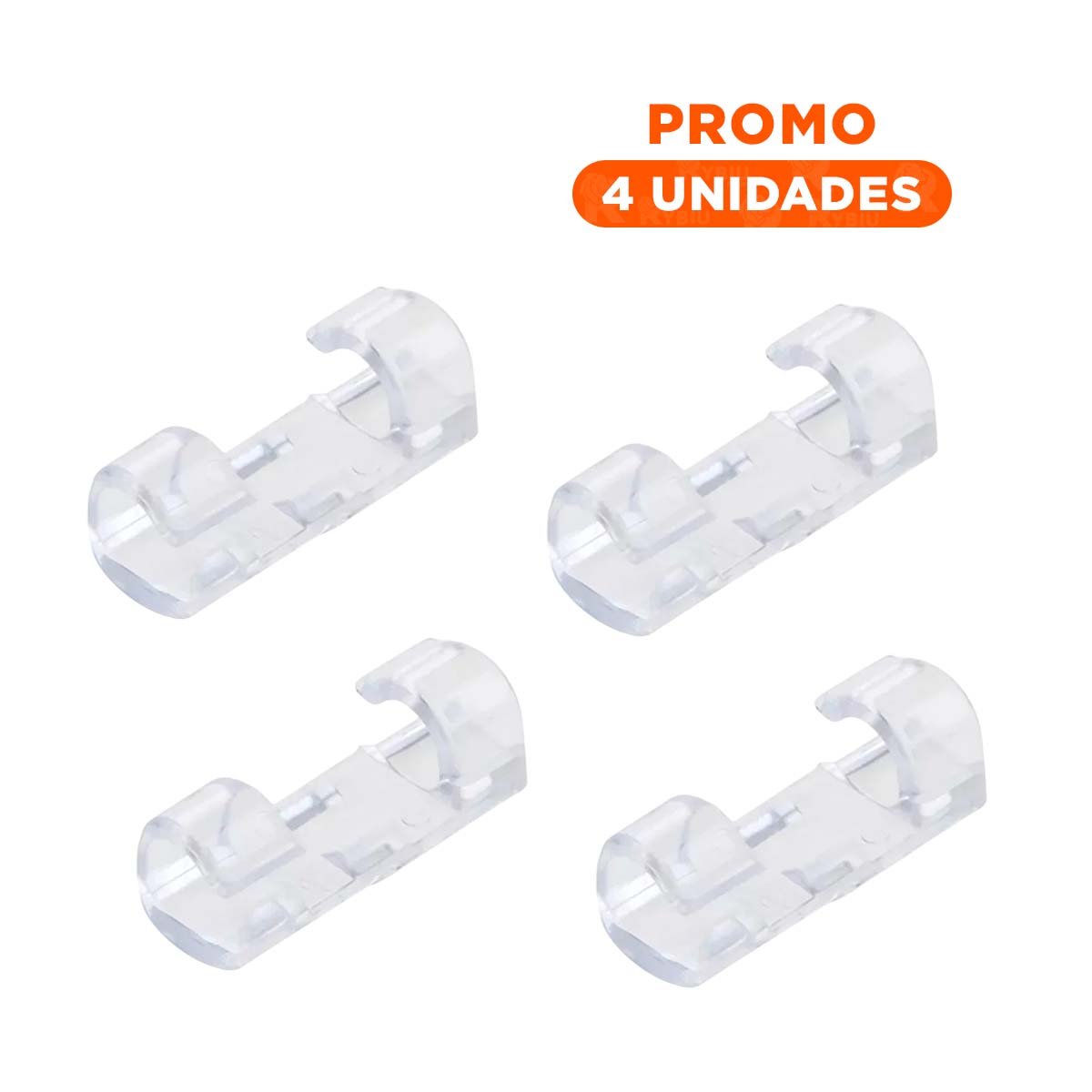 Pack4 Soportes Organizadores de Escritorio para Cables con 16 Transparente Y+Regalo Sticker