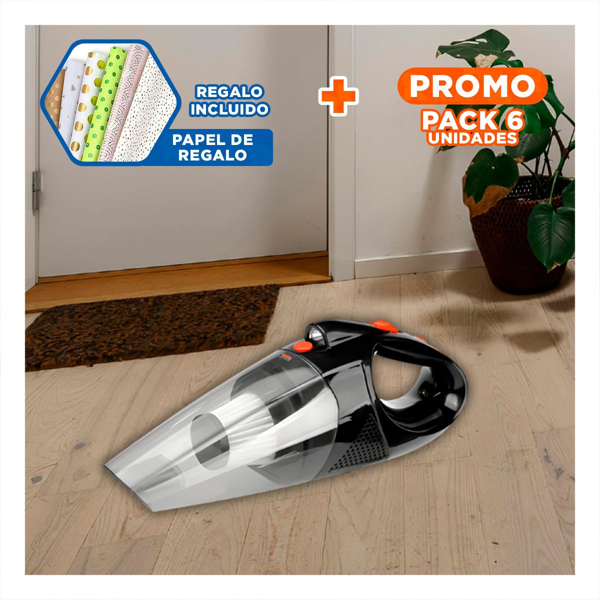 Pack6 Accesorio Manual de Limpieza con Linterna para Superficies del Hogar Y+Papel Regalo