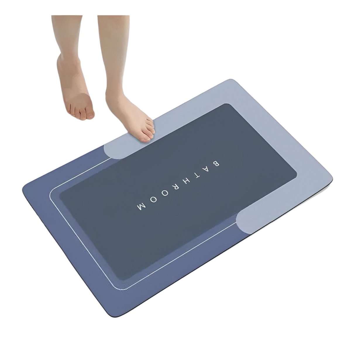 Alfombra Rectangular Azul para Espacios de Bano en Casa con Diseno Actual Y+Papel Regalo