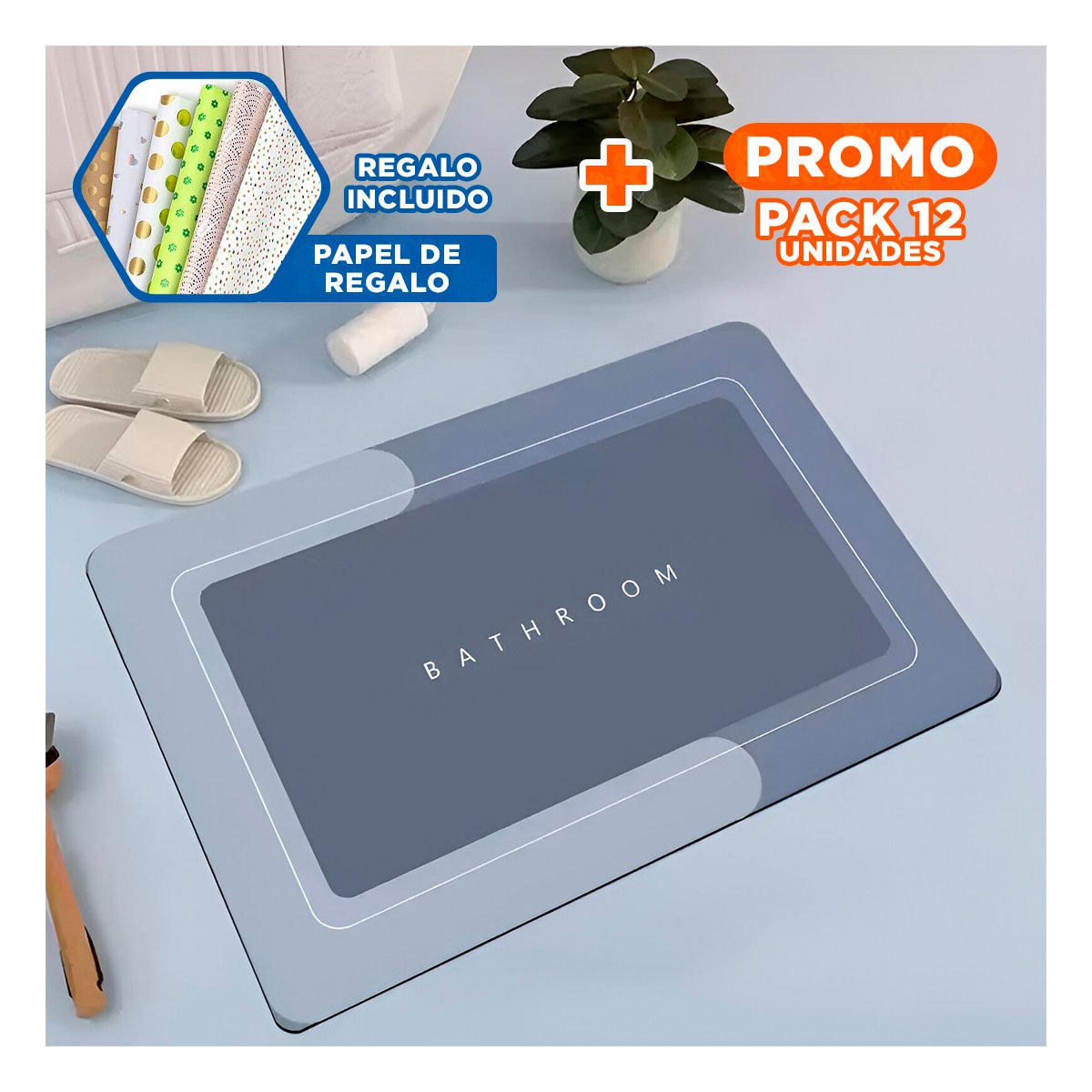 Pack12 Detalle Decorativo Rectangular Azul para Uso Diario en Bano Y+Papel Regalo