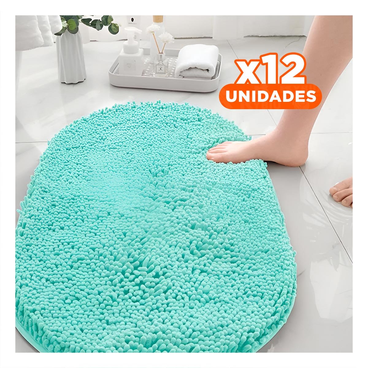 Pack12 Revestimiento Ovalado de Microfibra 40x60cm Turqueza Comodo y Suave