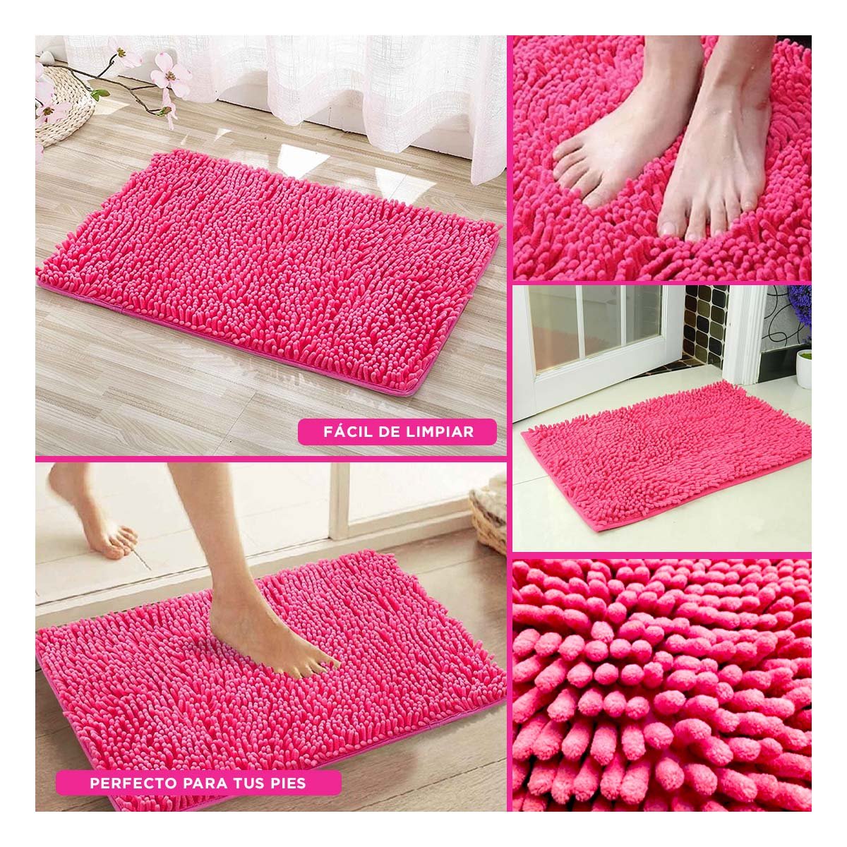 Tapete Rectangular Suave de Microfibra 40x60cm Fucsia para Interior Y+Post It
