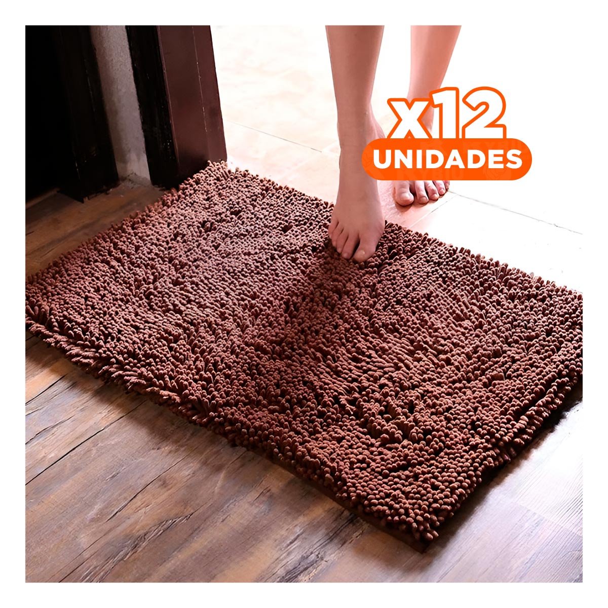 Pack12 Alfombrilla Rectangular para Ambientes de Microfibra 40x60cm Marron