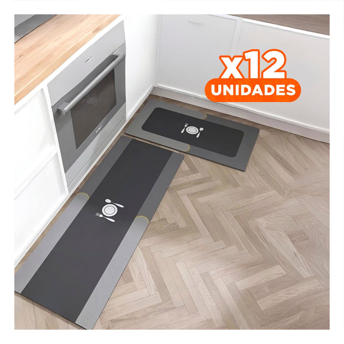 Pack12 Tapete Practico Antideslizante de Piso para Cocina Celeste