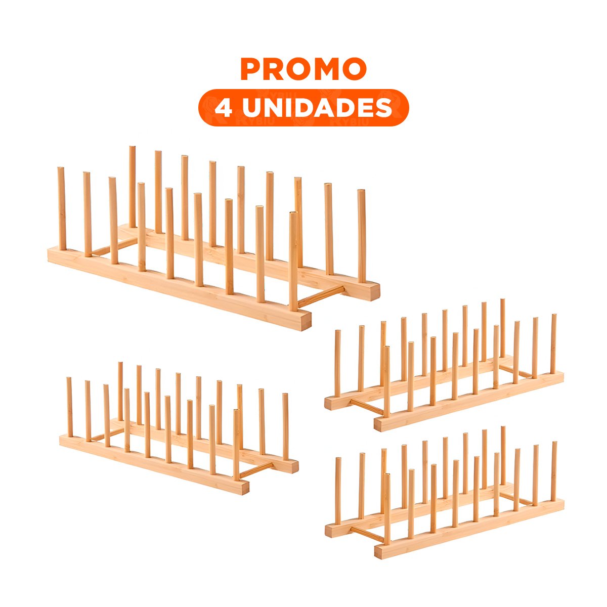 Pack4 Bandeja Recta de Bambu con 8 Divisiones para Organizacion Color Madera Y+Regalo Sticker