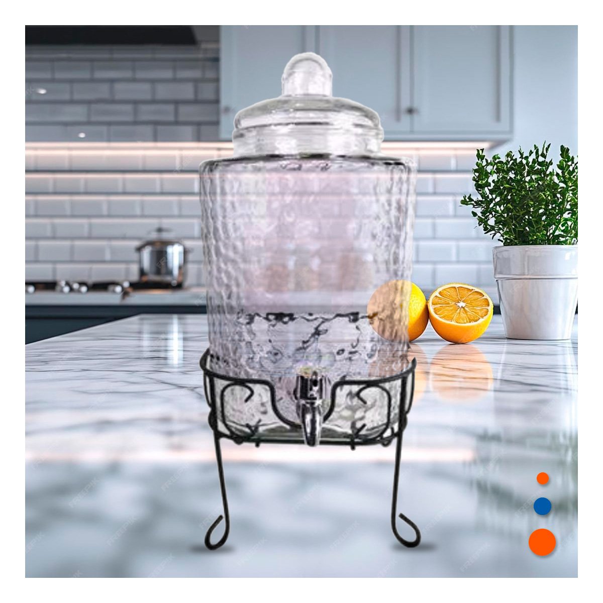 Elemento de Bebida Transparente 6L con Base Metalica para Hogar Y+Ligas Regalo