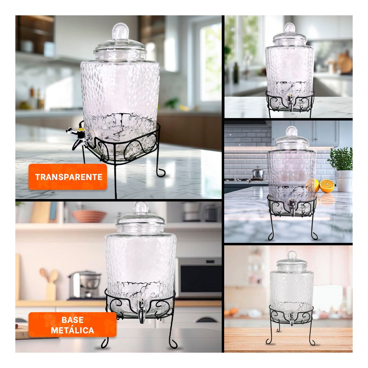 Producto de Bebida Transparente 6L con Base Metalica para Mesa y Eventos Y+Post It