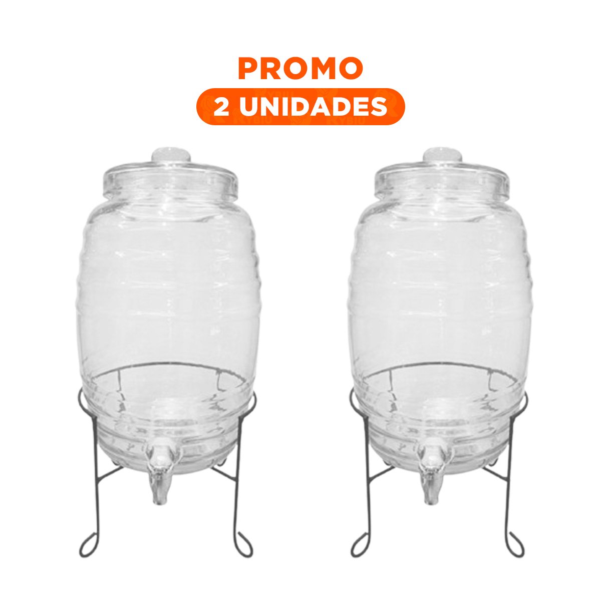 Pack2 Vasija de Bebidas 10L con Base Metalica y Tapa Chupon Transparente Celeste