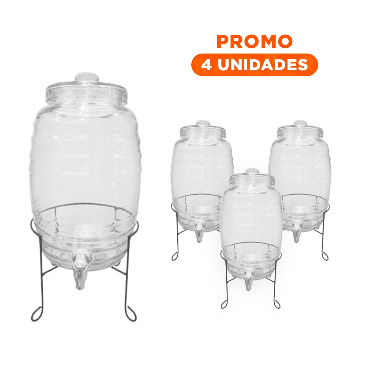 Pack4 Accesorio de Bebidas 10L con Base Metalica y Tapa Chupon Celeste Y+Regalo Sticker