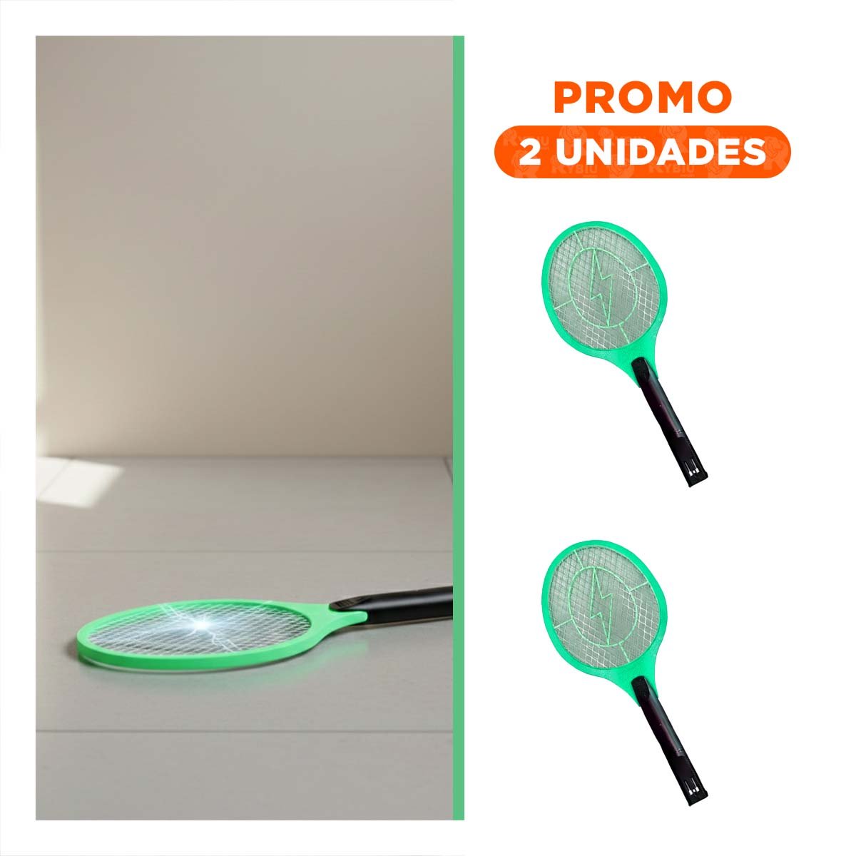 Pack2 Matamoscas Electrico Verde Mango Negro para Casa y Control de Insectos