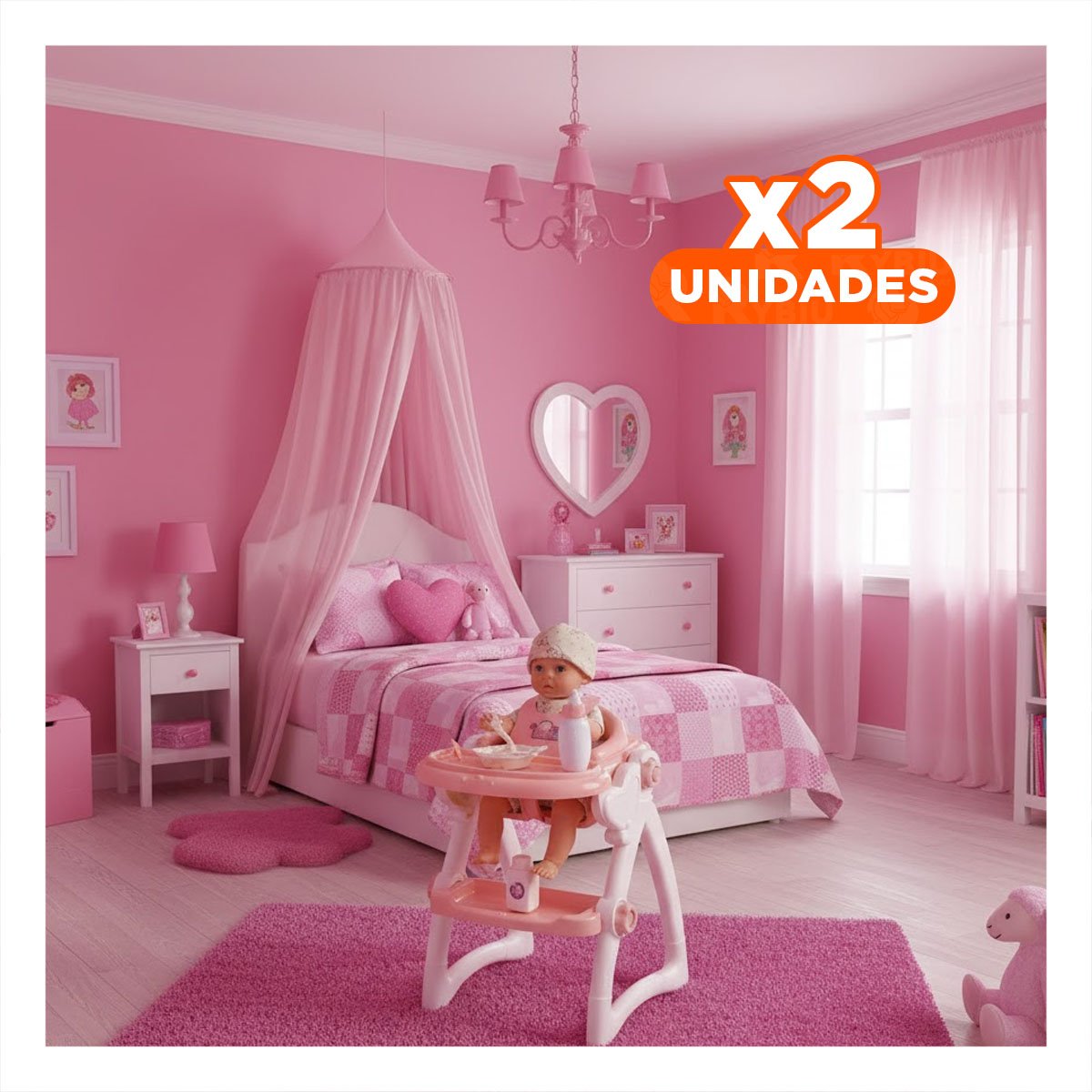 Pack2 Mueble de Comer y Juguete para Juego Domestico Rosado 37x31x49cm Y+Regalo Sticker