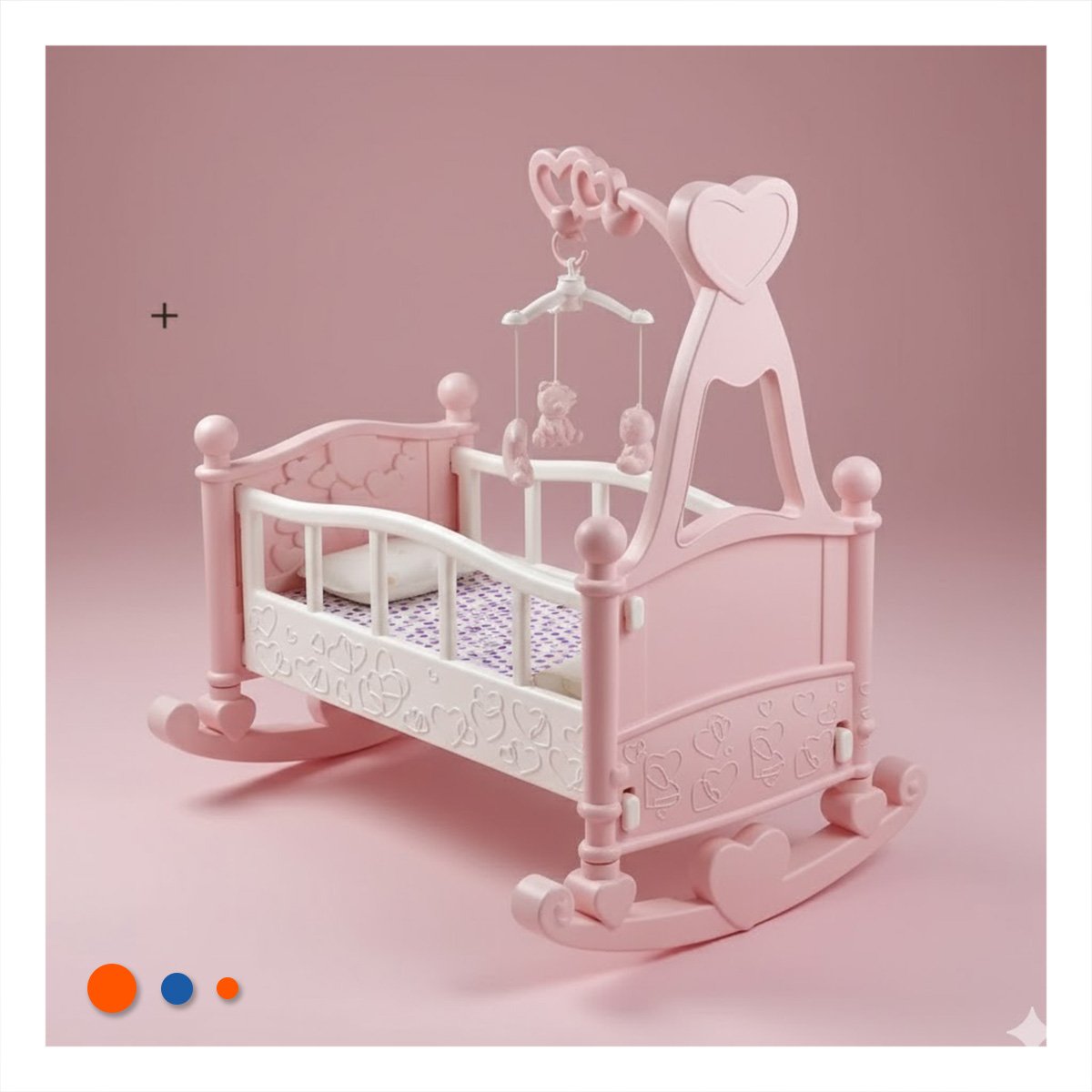 Cuna Mecedora para Juego Infantil con Movimiento Suave Rosado 32x53x59cm