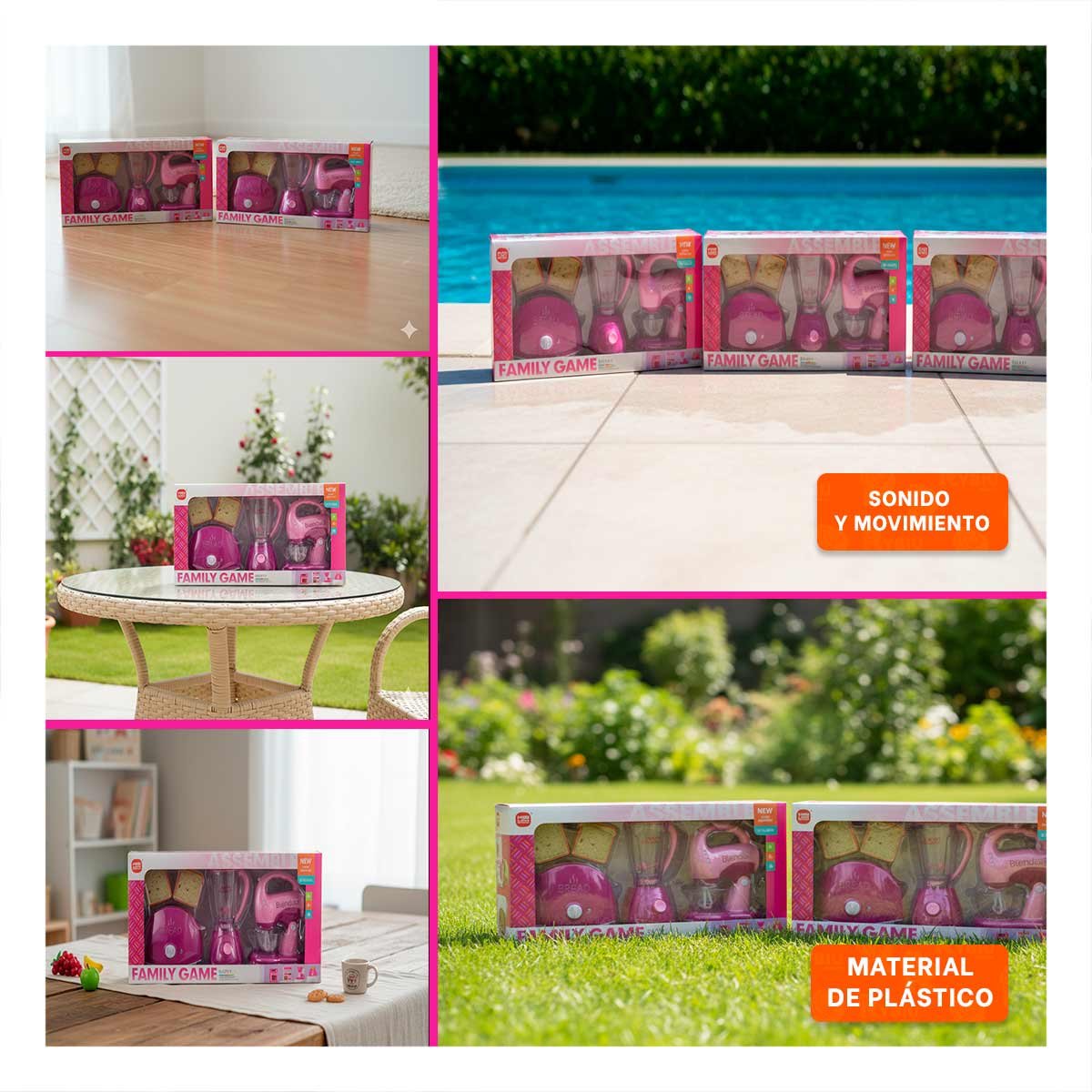 Conjunto Electrodomesticos Cocina Rosado con Tostadora Licuadora y Batidora Hogar Y+Post It