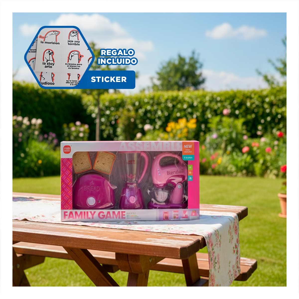 Kit Electrodomesticos Cocina Rosado con Tostadora Licuadora y Batidora Y+Regalo Sticker