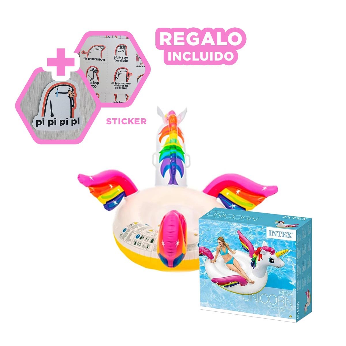 Recurso Acuatico Recreativo con Diseno de Unicornio para Verano Y+Regalo Sticker