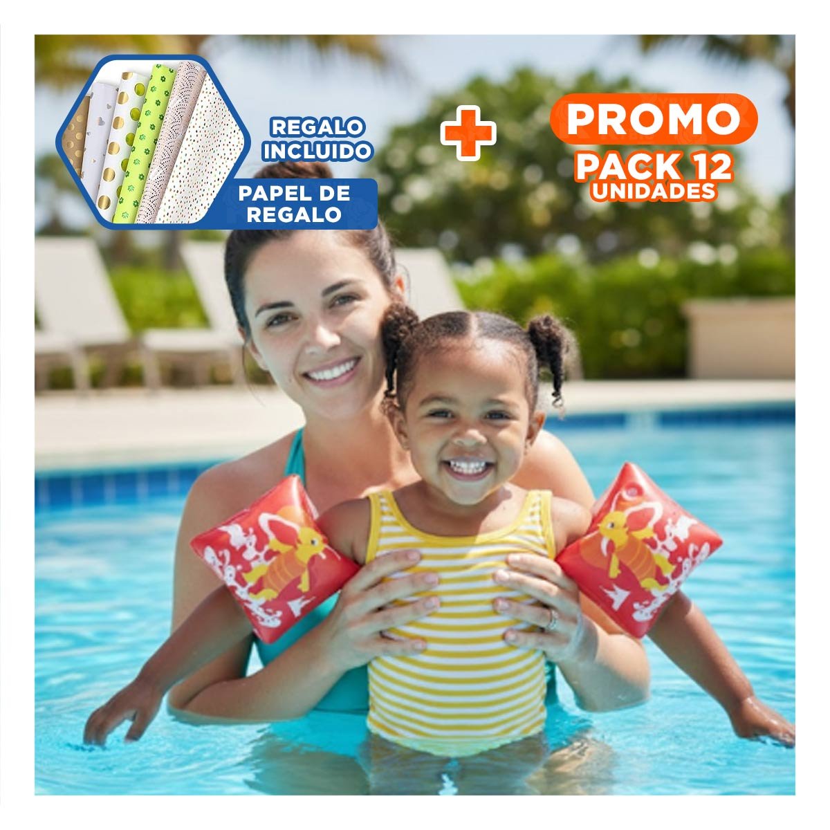 Pack12 Flotadores Infantiles Animales Acuaticos Tortuga Rojo para Piscina Y+Papel Regalo