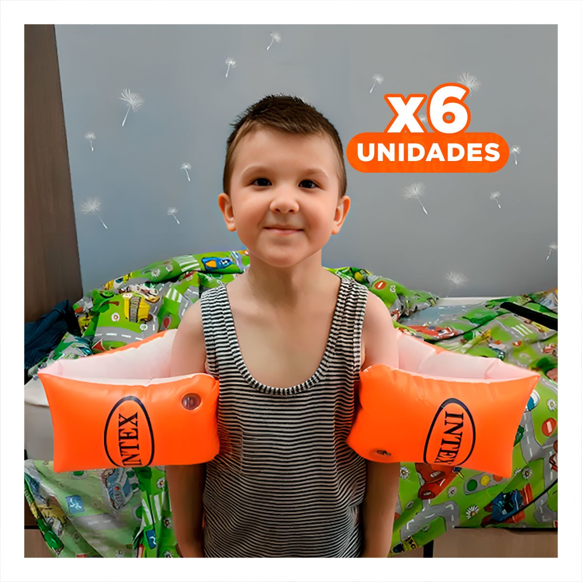 Pack6 Flotador Recreativo de Brazo Inflable para Niños 23 x 15 cm Y+Regalo Sticker