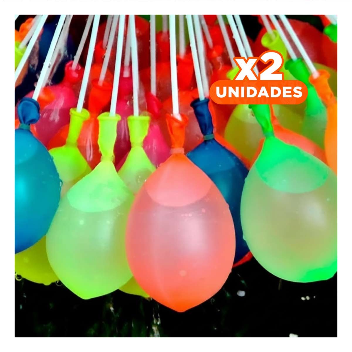 Pack2 Bombas de Agua Multicolor con Llenado Rapido para Fiesta de Verano Y+Regalo Sticker