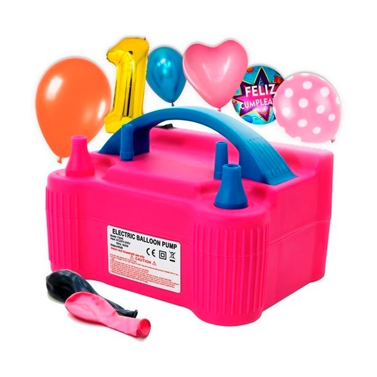 Inflador Portatil Fucsia y Rapido para Juegos y Decoracion Y+Papel Regalo