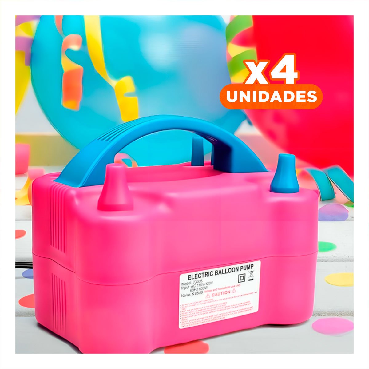 Pack4 Bomba Portatil Fucsia y Compacta para Fiesta y Diversion