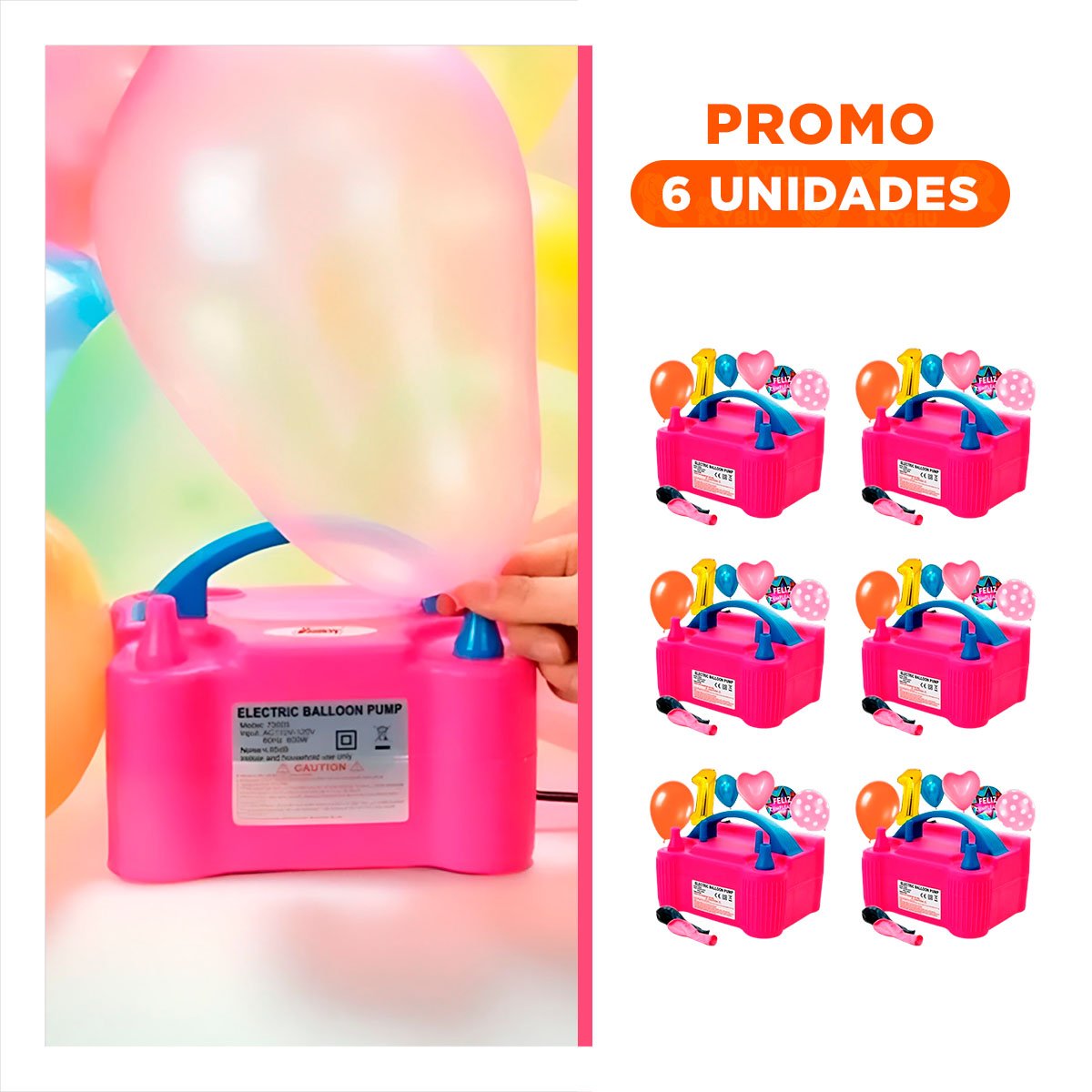 Pack6 Compresor Portatil Fucsia y Rapido para Fiesta y Diversion
