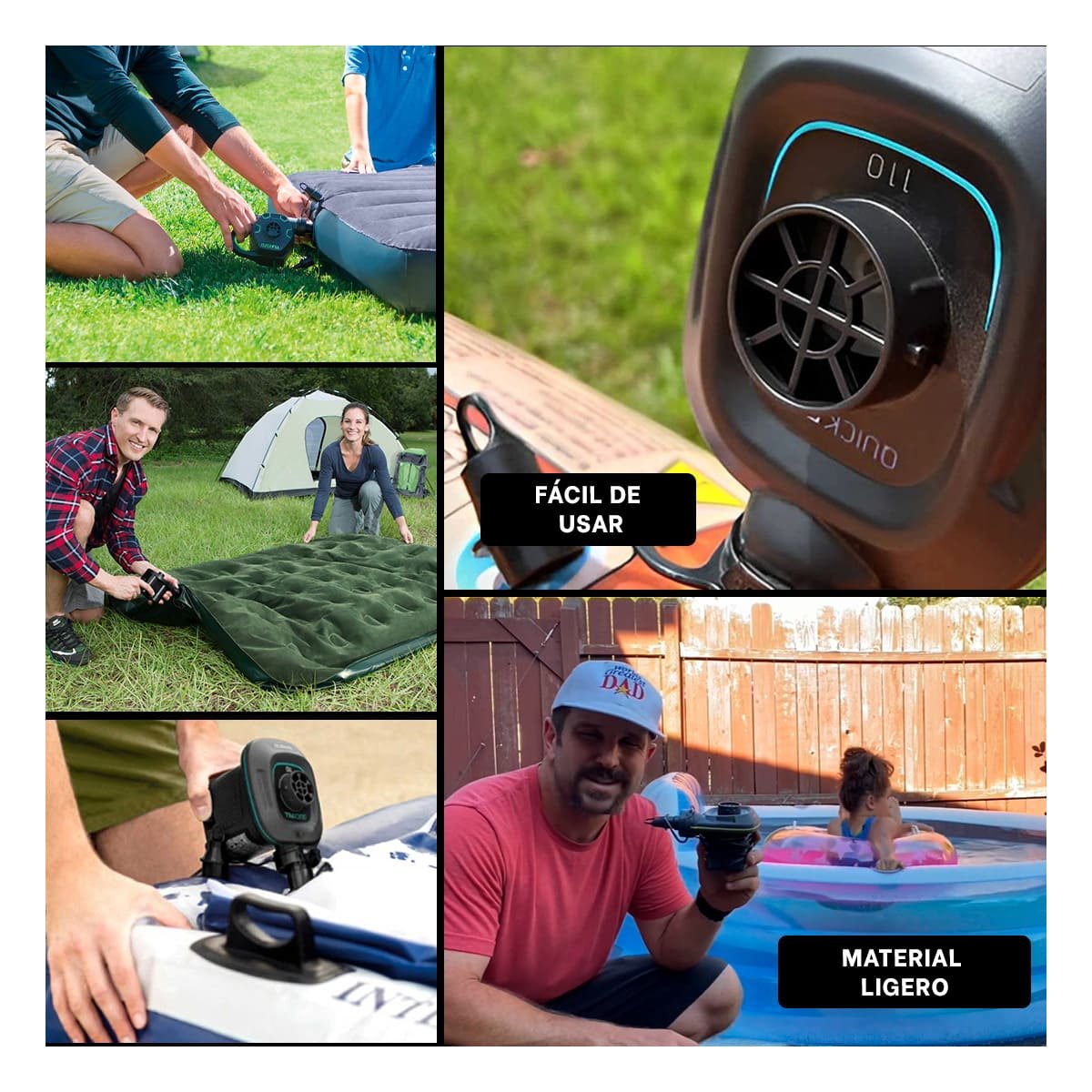 Bomba de Aire Electrica Rapida para Inflar en Segundos con Potencia Constante Y+Post It