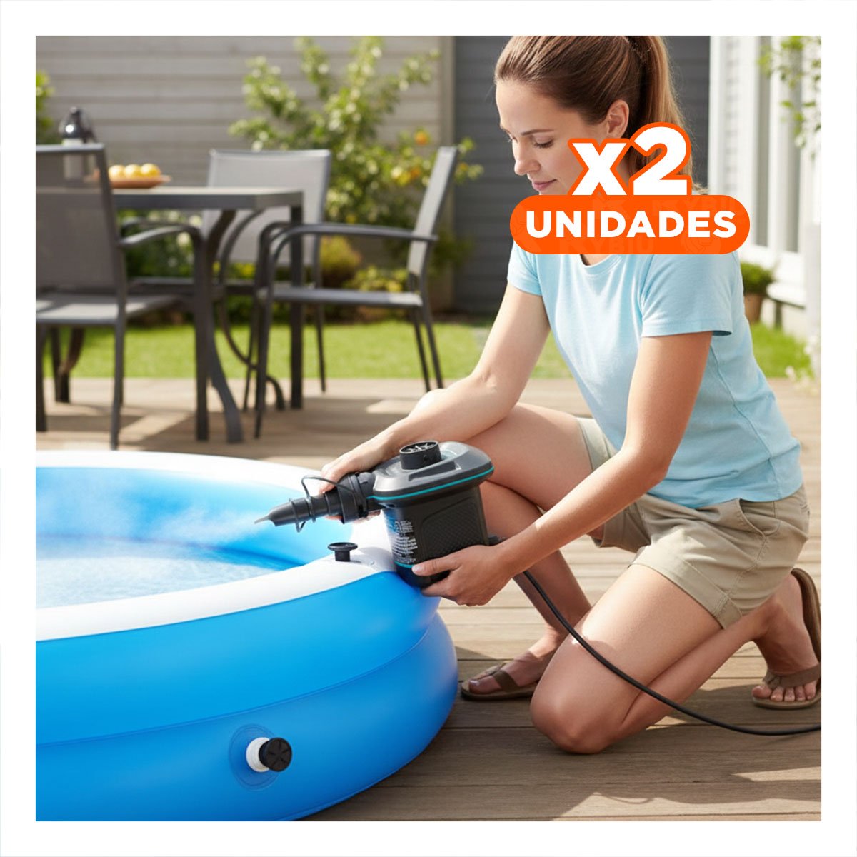 Pack2 Bomba Electrica para Inflables del Hogar con Aplicacion Multiple Y+Regalo Sticker