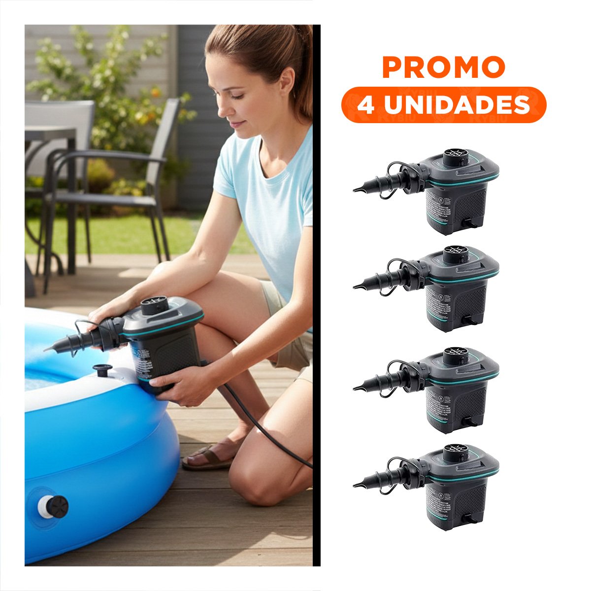 Pack4 Compresor Electrico Liviano para Inflables de Playa con Uso Practico Y+Regalo Sticker