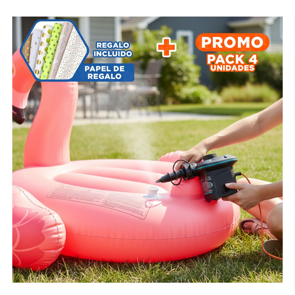 Pack4 Compresor Electrico Compacto para Colchones de Aire con Funcion Eficiente Y+Papel Regalo