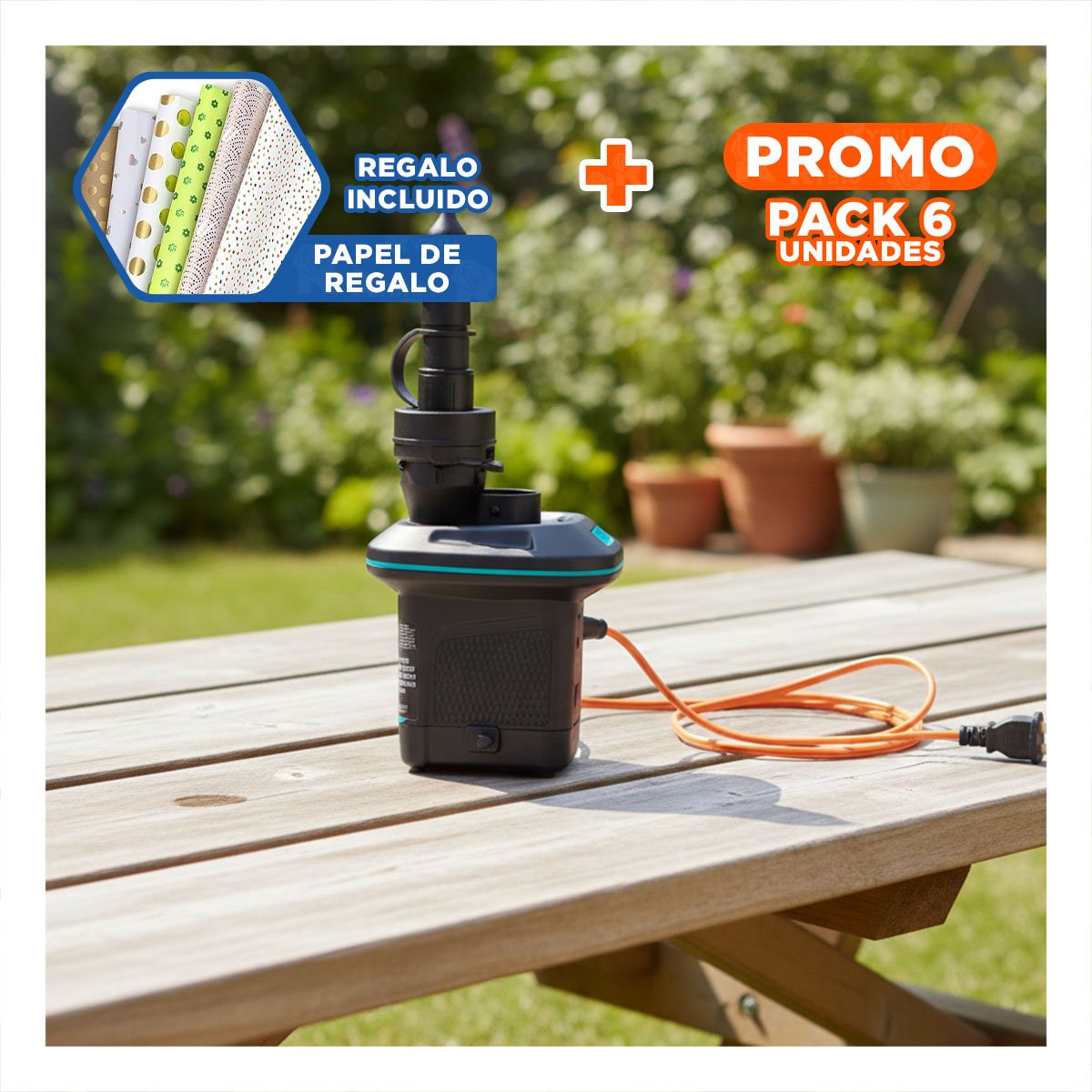 Pack6 Compresor Electrico Portatil para Inflables con Potencia Estable Y+Papel Regalo