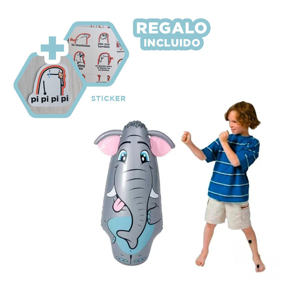 Muñeco Infantil De Animales Elefante Para Juegos Activos En Casa Y+Regalo Sticker